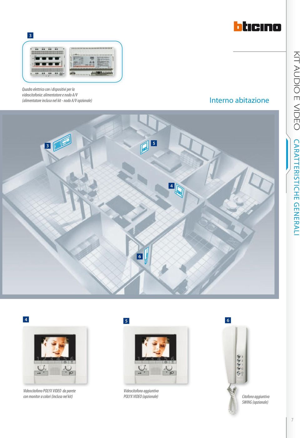 POLYX VIDEO da parete con monitor a colori (incluso nel kit) 6 Videocitofono aggiuntivo POLYX