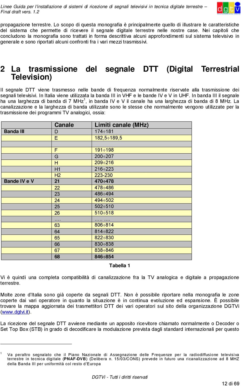 2 La trasmissione del segnale DTT (Digital Terrestrial Television) Il segnale DTT viene trasmesso nelle bande di frequenza normalmente riservate alla trasmissione dei segnali televisivi.