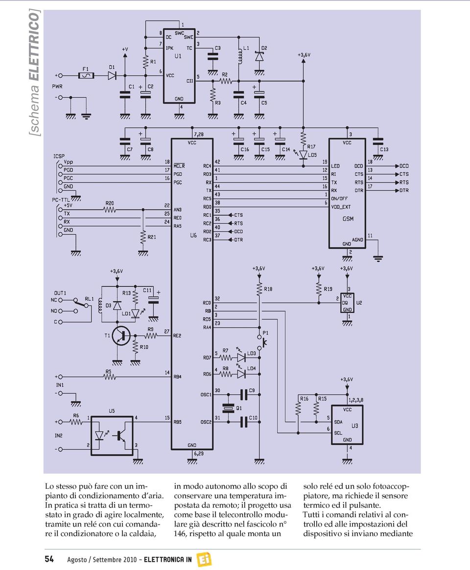 scopo di conservare una temperatura impostata da remoto; il progetto usa come base il telecontrollo modulare già descritto nel fascicolo n 146, rispetto al