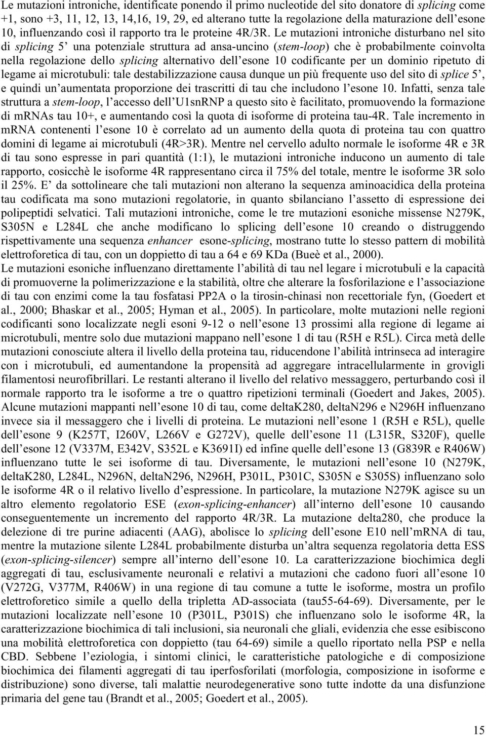 Le mutazioni introniche disturbano nel sito di splicing 5 una potenziale struttura ad ansa-uncino (stem-loop) che è probabilmente coinvolta nella regolazione dello splicing alternativo dell esone 10