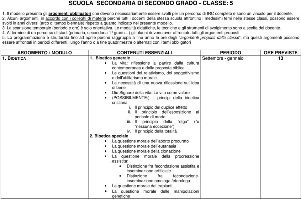 Alcuni argomenti, in accordo con i colleghi di materia perché tutti i docenti della stessa scuola affrontino i medesimi temi nelle stesse classi, possono essere svolti in anni diversi (arco di tempo