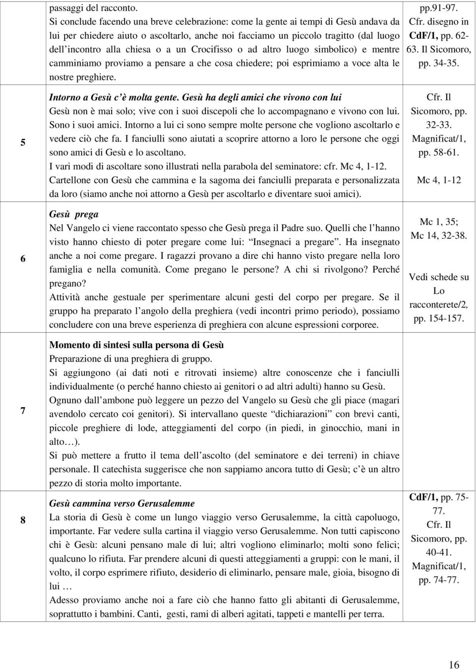 a un Crocifisso o ad altro luogo simbolico) e mentre camminiamo proviamo a pensare a che cosa chiedere; poi esprimiamo a voce alta le nostre preghiere. pp.91-97. Cfr. disegno in CdF/1, pp. 62-63.