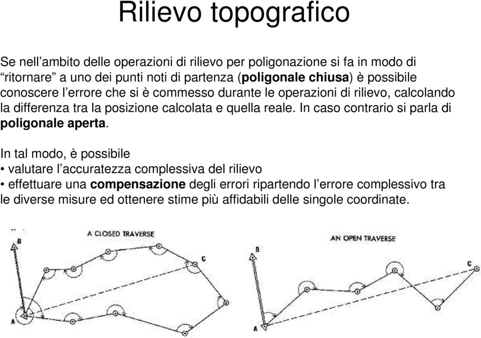 calcolata e quella reale. In caso contrario si parla di poligonale aperta.