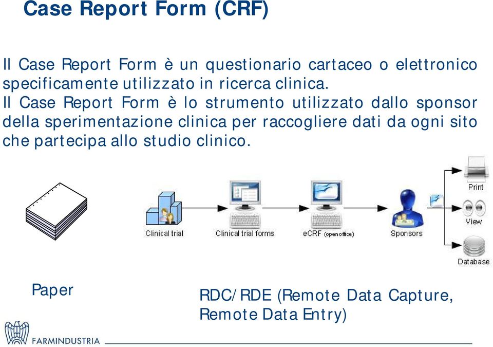 Il Case Report Form è lo strumento utilizzato dallo sponsor della sperimentazione