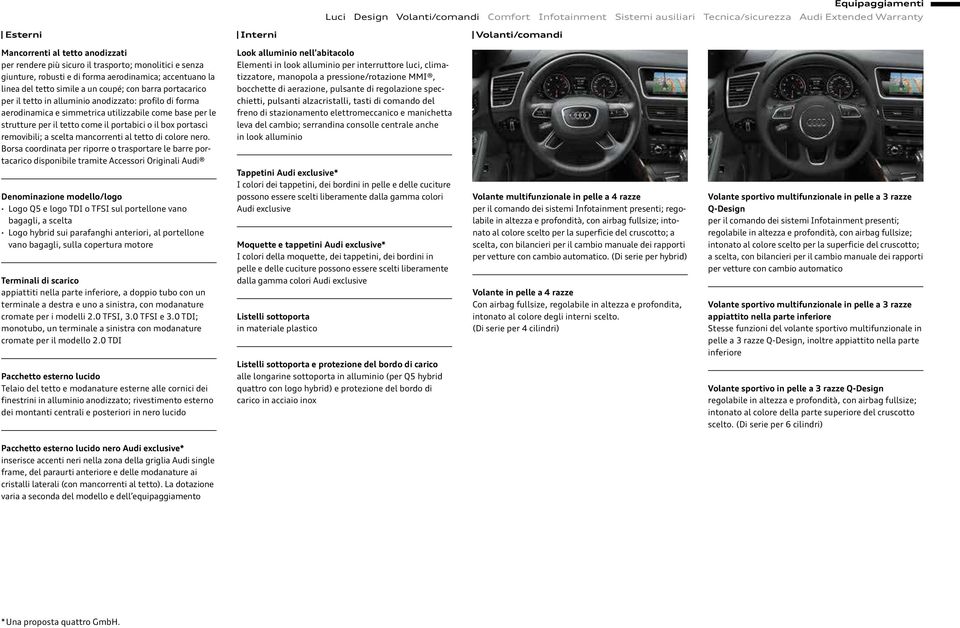 profilo di forma aerodinamica e simmetrica utilizzabile come base per le strutture per il tetto come il portabici o il box portasci removibili; a scelta mancorrenti al tetto di colore nero.