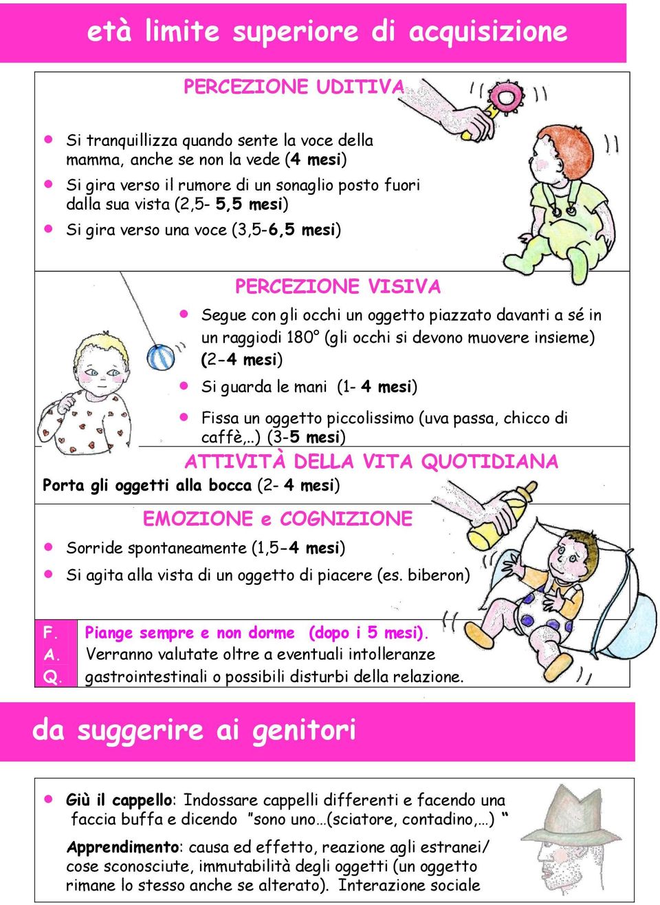 Si guarda le mani (1-4 mesi) Fissa un oggetto piccolissimo (uva passa, chicco di caffè,.