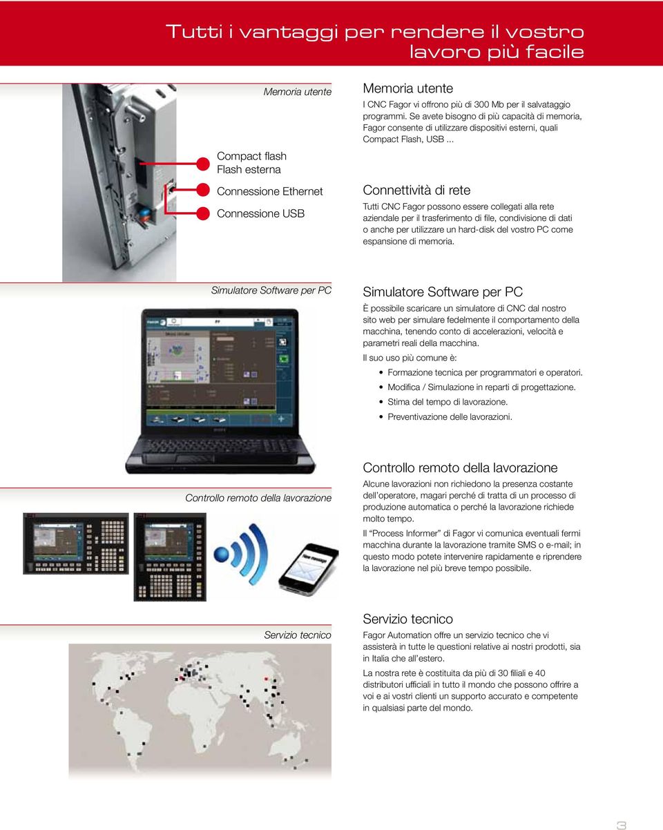 .. Connettività di rete Tutti CNC Fagor possono essere collegati alla rete aziendale per il trasferimento di file, condivisione di dati o anche per utilizzare un hard-disk del vostro PC come