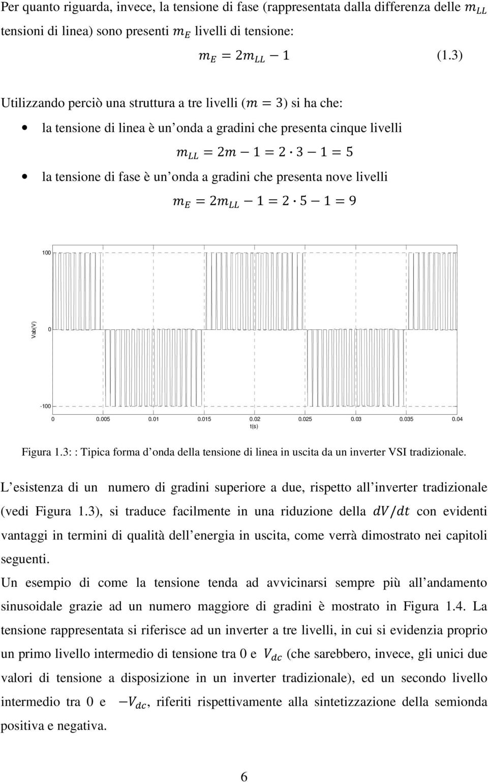 presenta nove livelli =2 1=2 5 1=9 100 Vab(V) 0-100 0 0.005 0.01 0.015 0.02 0.025 0.03 0.035 0.04 t(s) Figura 1.