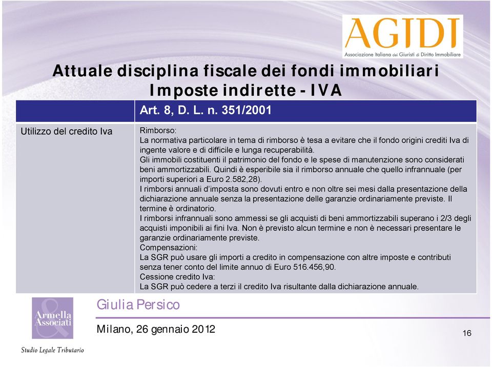 Gli immobili costituenti il patrimonio del fondo e le spese di manutenzione sono considerati beni ammortizzabili.