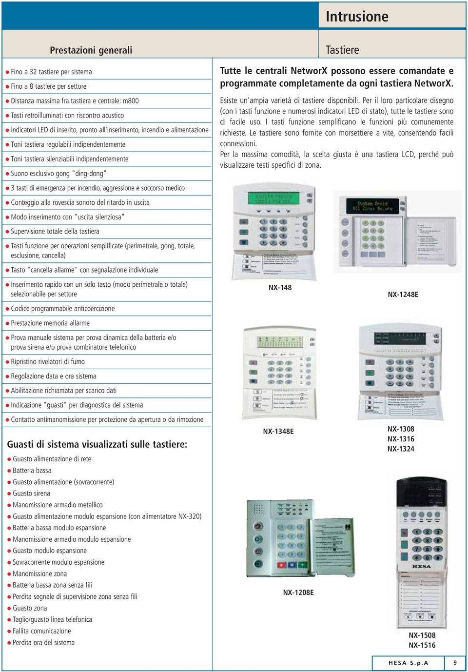 possono essere comandate e programmate completamente da ogni tastiera NetworX. Esiste un ampia varietà di tastiere disponibili.