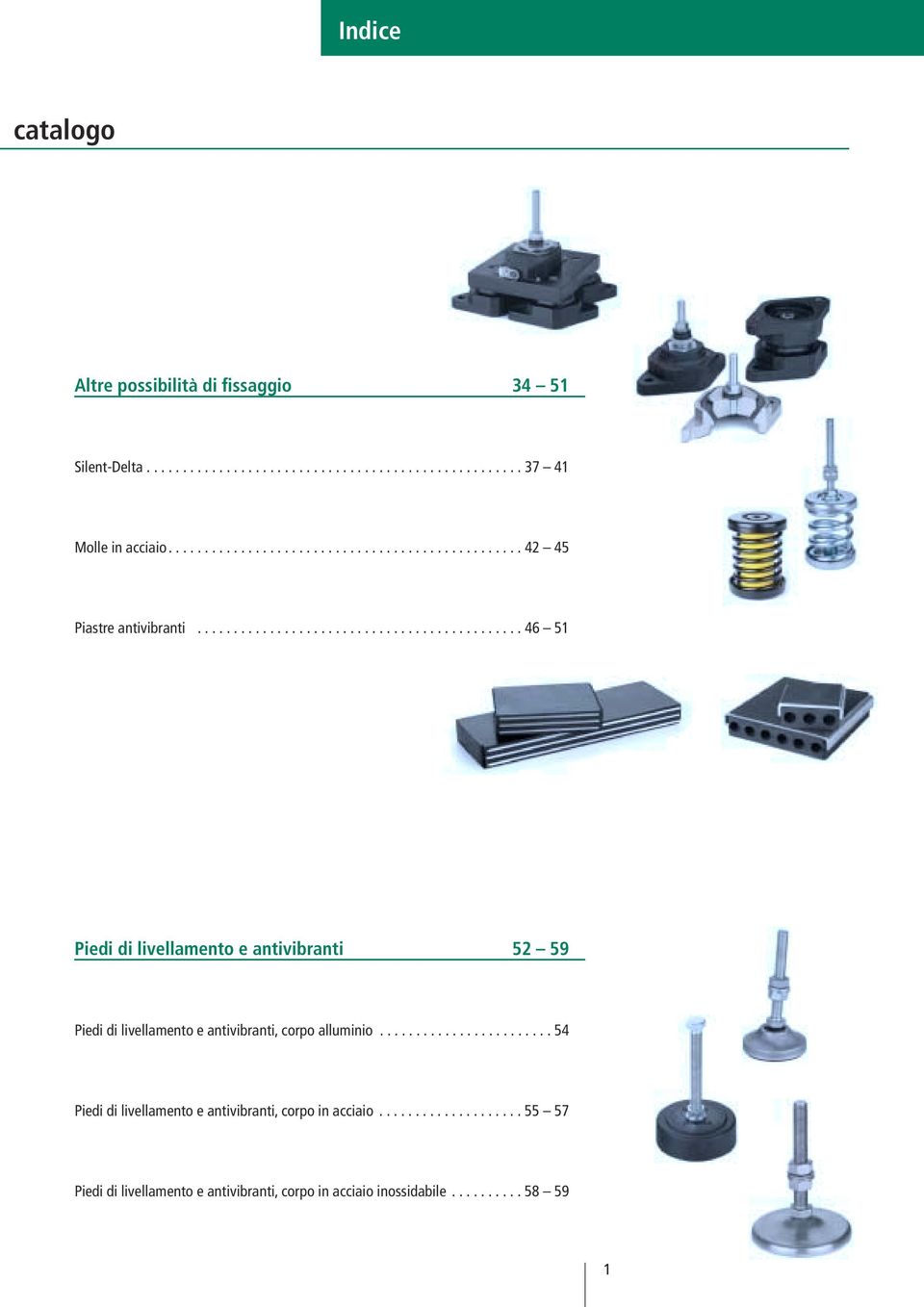 ............................................ 46 51 Piedi di livellamento e antivibranti 52 59 Piedi di livellamento e antivibranti, corpo alluminio.