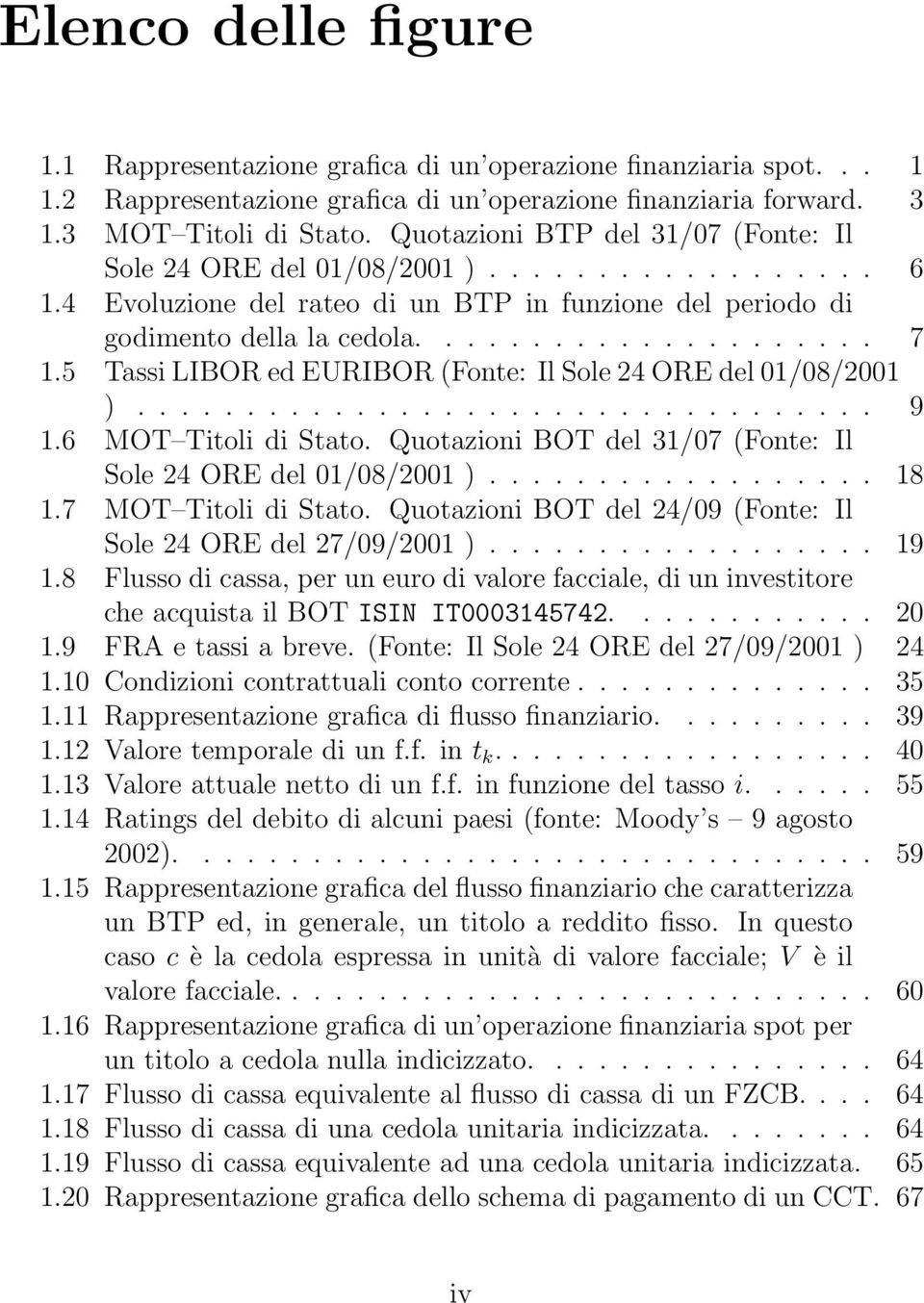 5 Tassi LIBOR ed EURIBOR (Fonte: Il Sole 24 ORE del 01/08/2001 ).................................. 9 1.6 MOT Titoli di Stato. Quotazioni BOT del 31/07 (Fonte: Il Sole 24 ORE del 01/08/2001 ).................. 18 1.