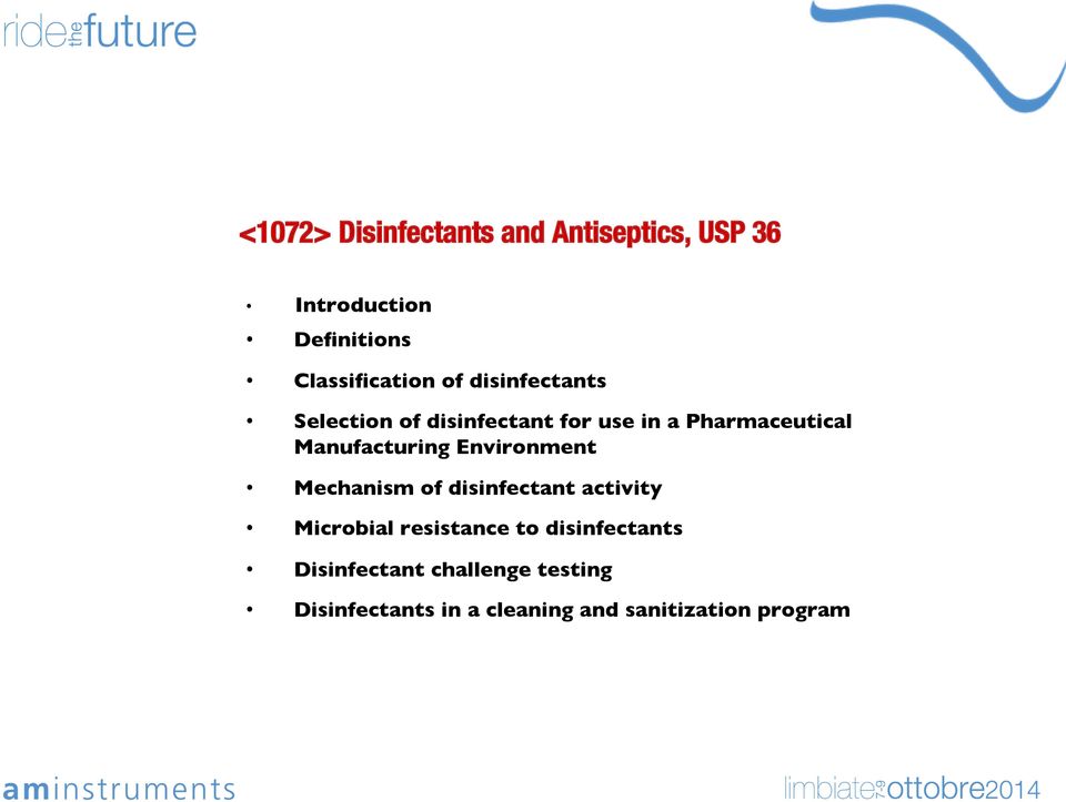 Manufacturing Environment Mechanism of disinfectant activity Microbial resistance to