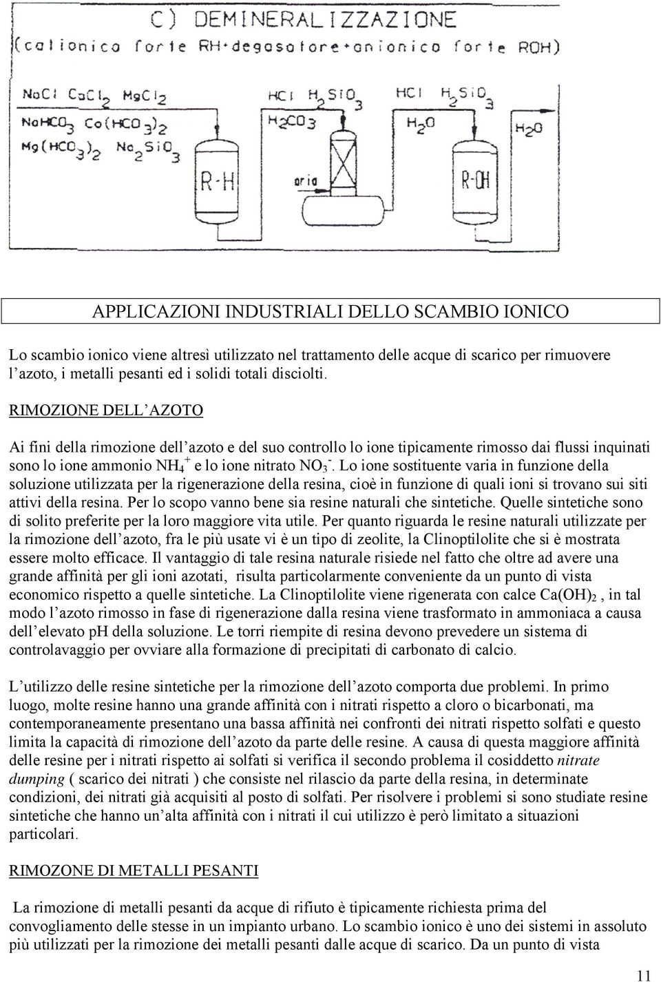 Lo ione sostituente varia in funzione della soluzione utilizzata per la rigenerazione della resina, cioè in funzione di quali ioni si trovano sui siti attivi della resina.