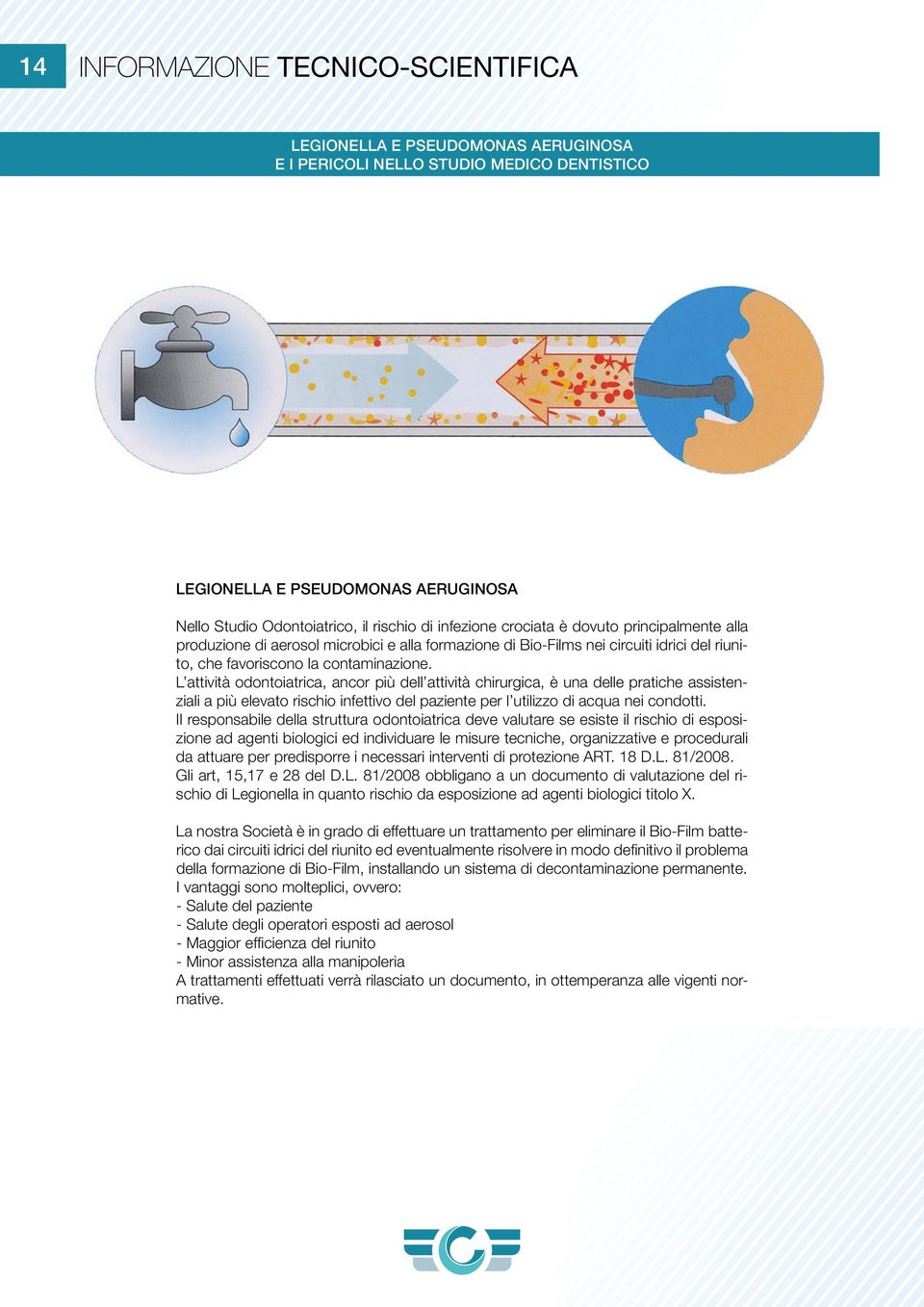 L attività odontoiatrica, ancor più dell attività chirurgica, è una delle pratiche assistenziali a più elevato rischio infettivo del paziente per l utilizzo di acqua nei condotti.