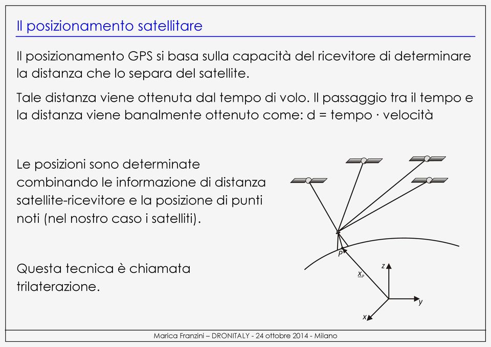 Il passaggio tra il tempo e la distanza viene banalmente ottenuto come: d = tempo velocità Le posizioni sono determinate