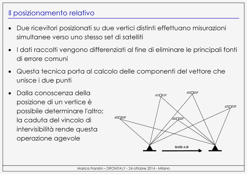 comuni Questa tecnica porta al calcolo delle componenti del vettore che unisce i due punti Dalla conoscenza della