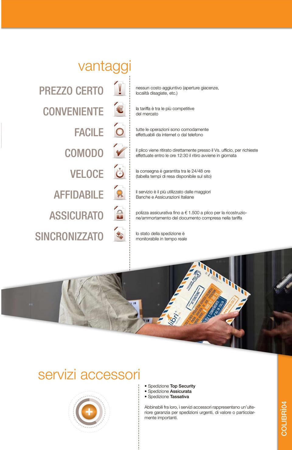 ufficio, per richieste effettuate entro le ore 12:30 il ritiro avviene in giornata la consegna è garantita tra le 24/48 ore (tabella tempi di resa disponibile sul sito) il servizio è il più