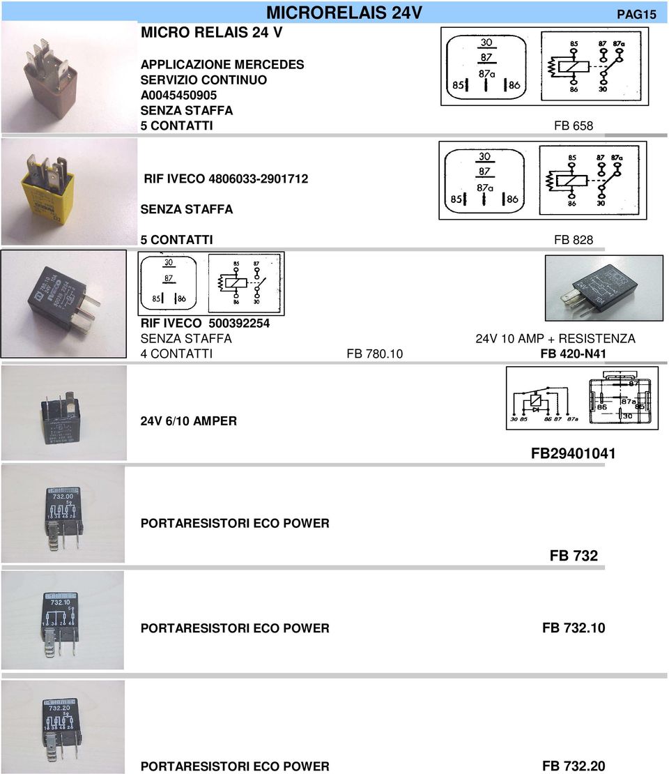 500392254 SENZA STAFFA 24V 10 AMP + RESISTENZA 4 CONTATTI FB 780.