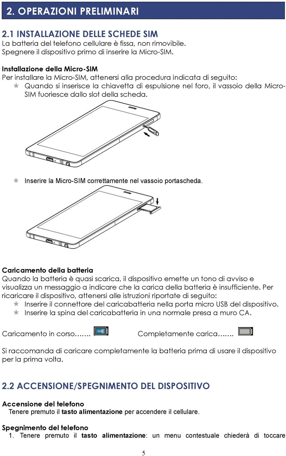 dallo slot della scheda. Inserire la Micro-SIM correttamente nel vassoio portascheda.