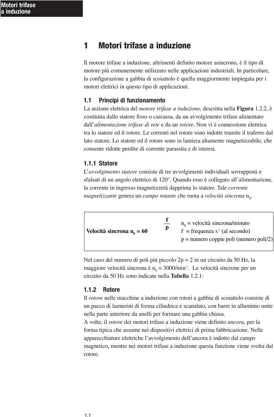 1 Principi di funzionamento La sezione elettrica del motore trifase, descritta nella Figura 1.2.