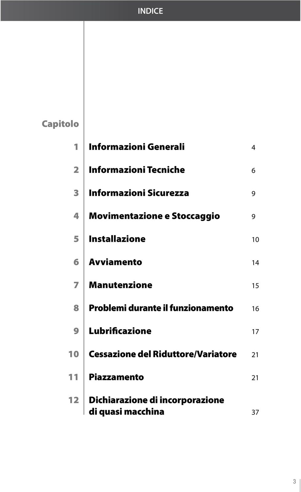 Avviamento Manutenzione Problemi durante il funzionamento Lubrificazione