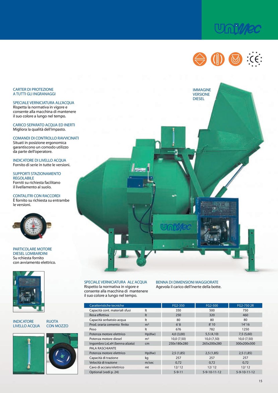 COMANDI DI CONTROLLO RAVVICINATI Situati in posizione ergonomica garantiscono un comodo utilizzo da parte dell operatore. INDICATORE DI LIVELLO ACQUA Fornito di serie in tutte le versioni.