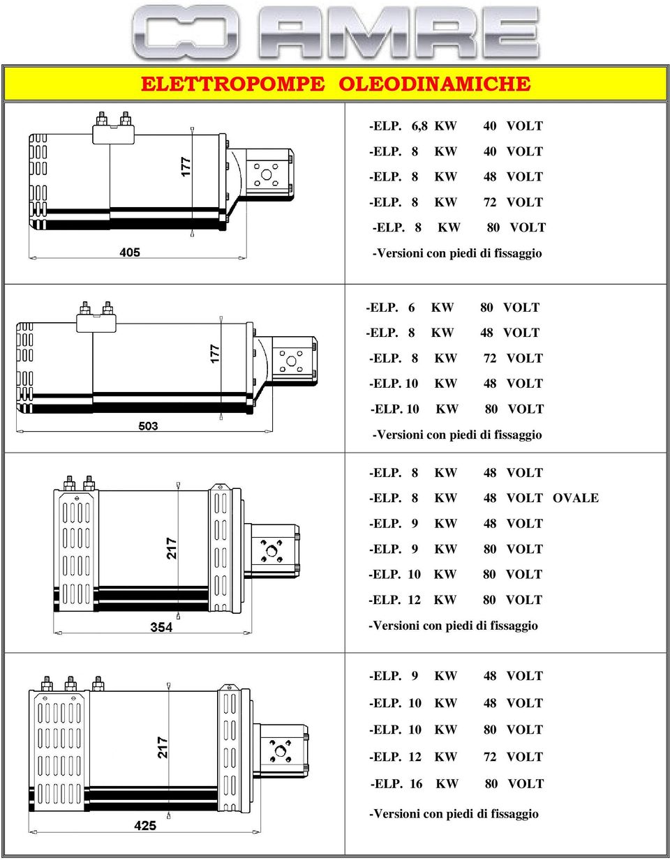 10 KW -ELP. 8 KW -ELP. 8 KW OVALE -ELP. 9 KW -ELP. 9 KW -ELP. 10 KW -ELP.