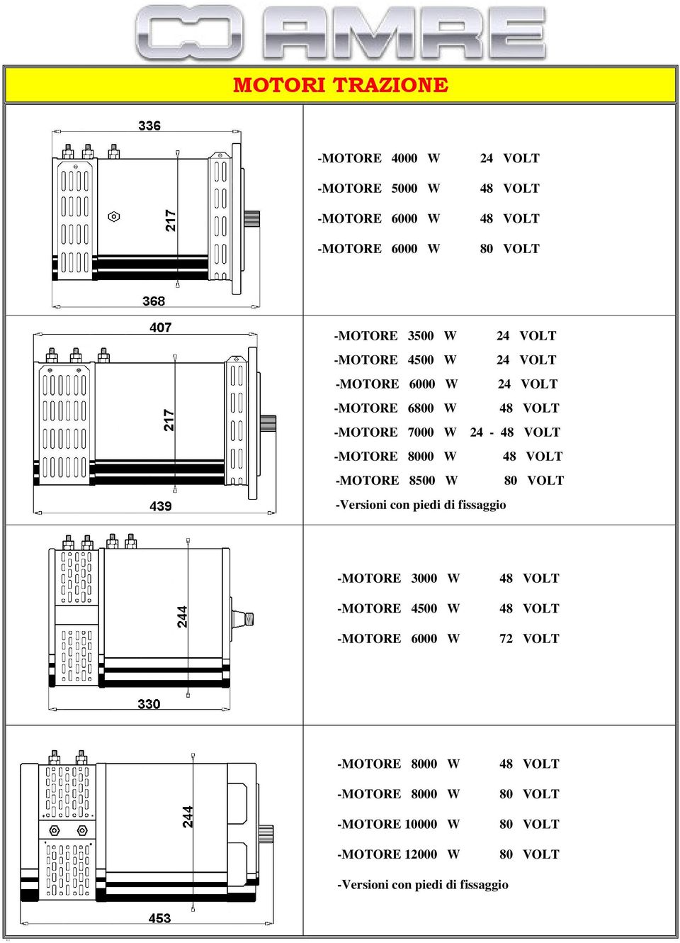 -MOTORE 7000 W 24 - -MOTORE 8000 W -MOTORE 8500 W -MOTORE 3000 W -MOTORE 4500 W