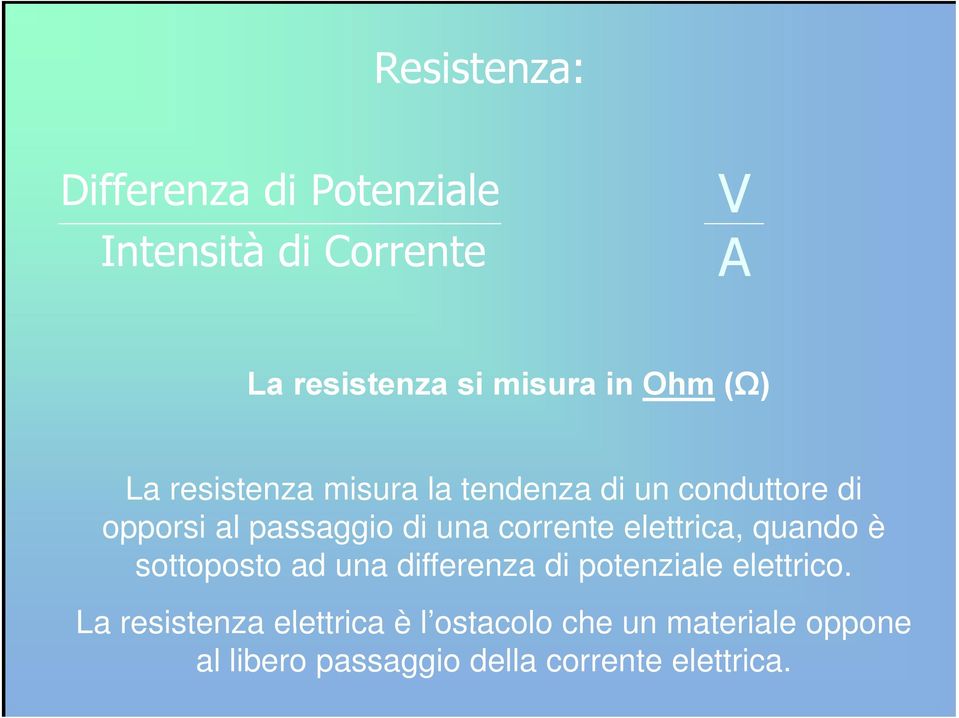 sottoposto ad una differenza di potenziale elettrico.