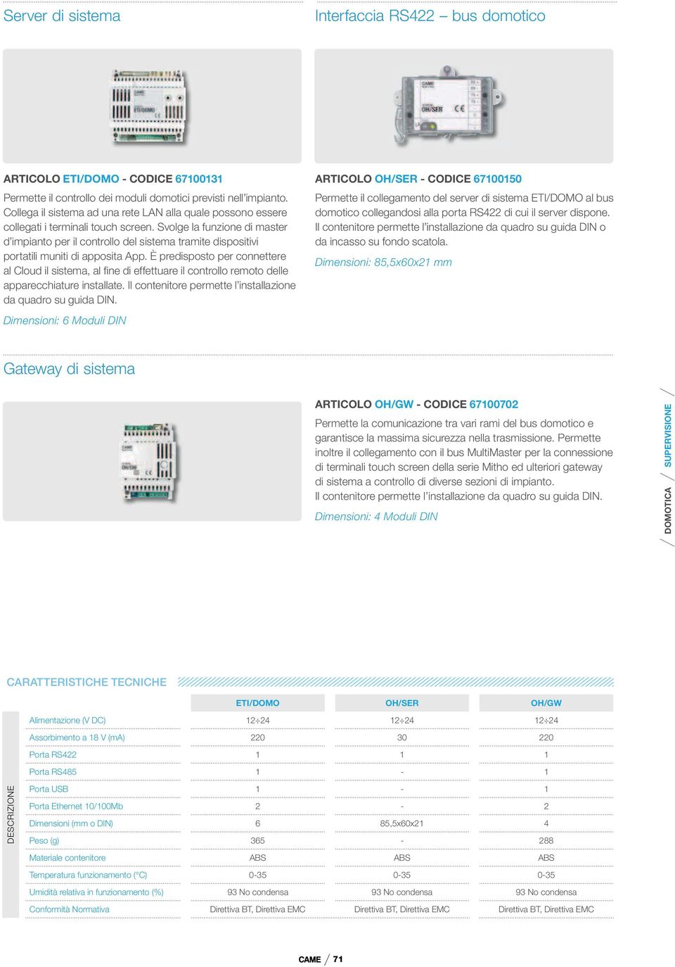 Svolge la funzione di master d impianto per il controllo del sistema tramite dispositivi portatili muniti di apposita App.