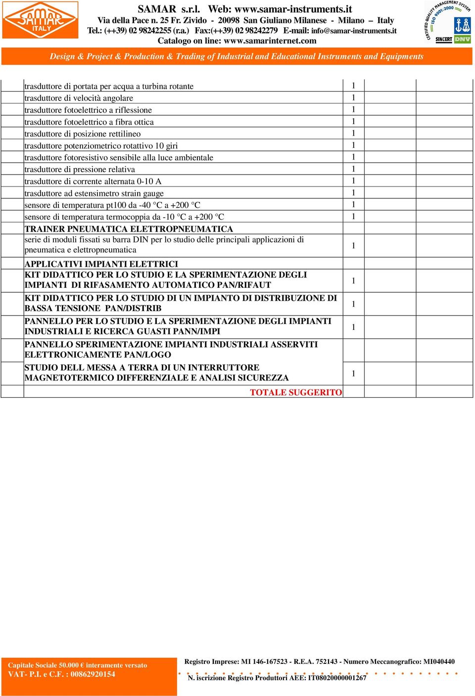 trasduttore ad estensimetro strain gauge 1 sensore di temperatura pt100 da -40 C a +200 C 1 sensore di temperatura termocoppia da -10 C a +200 C 1 TRAINER PNEUMATICA ELETTROPNEUMATICA serie di moduli