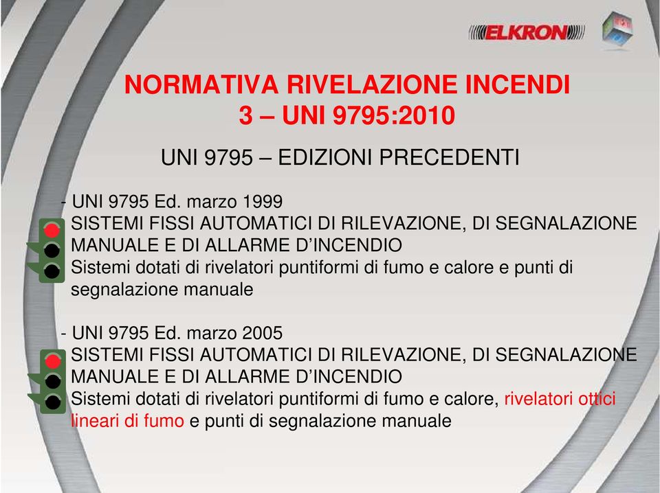 rivelatori puntiformi di fumo e calore e punti di segnalazione manuale - UNI 9795 Ed.