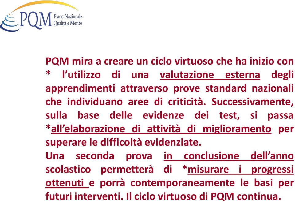 Successivamente, sulla base delle evidenze dei test, si passa *all elaborazione di attività di miglioramento per superare le