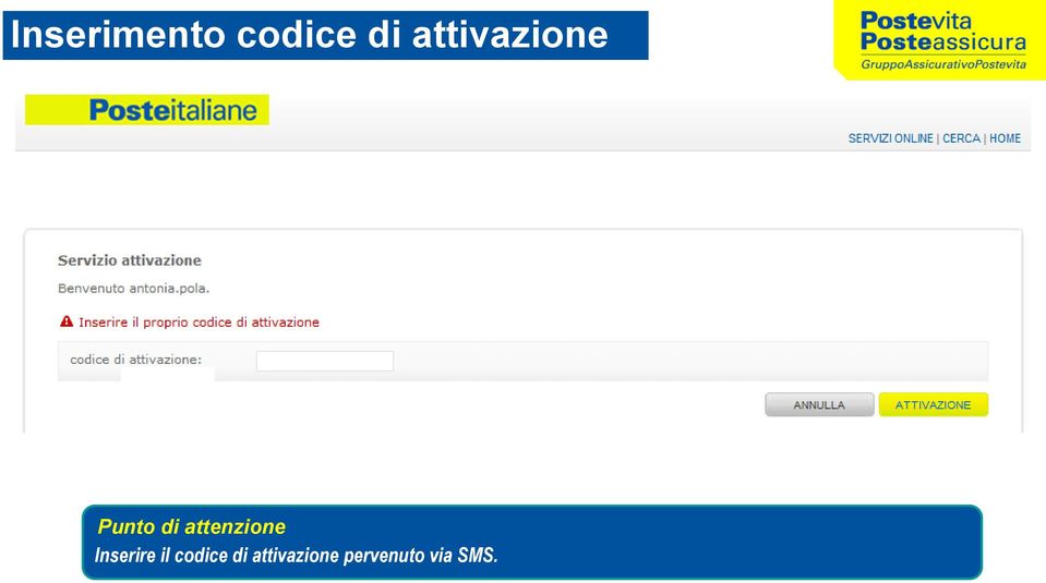 attenzione Inserire il