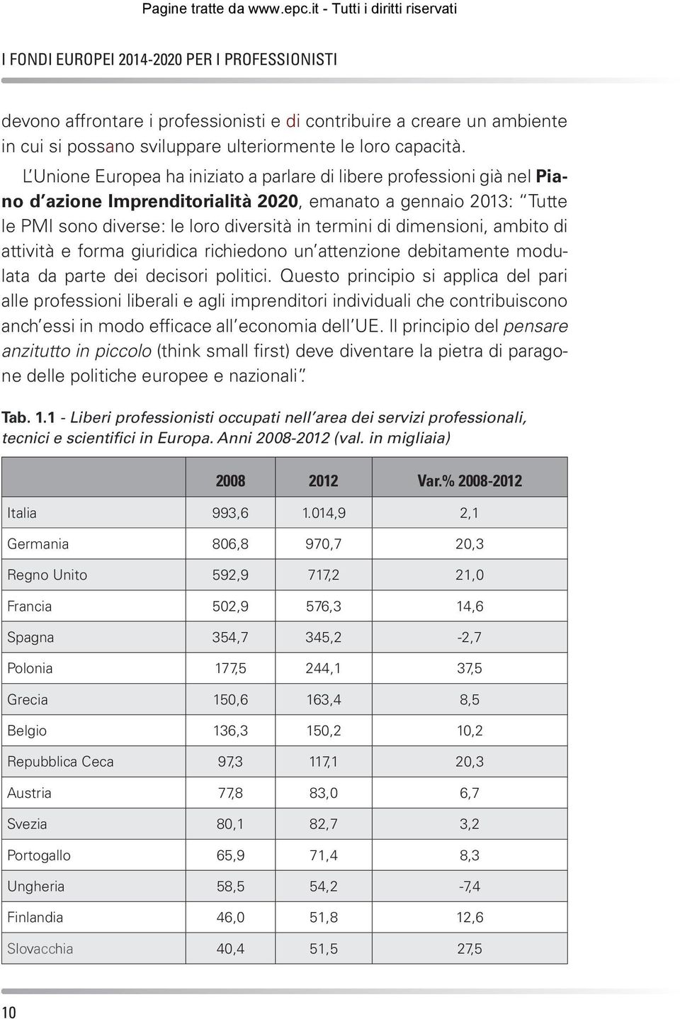 dimensioni, ambito di attività e forma giuridica richiedono un attenzione debitamente modulata da parte dei decisori politici.