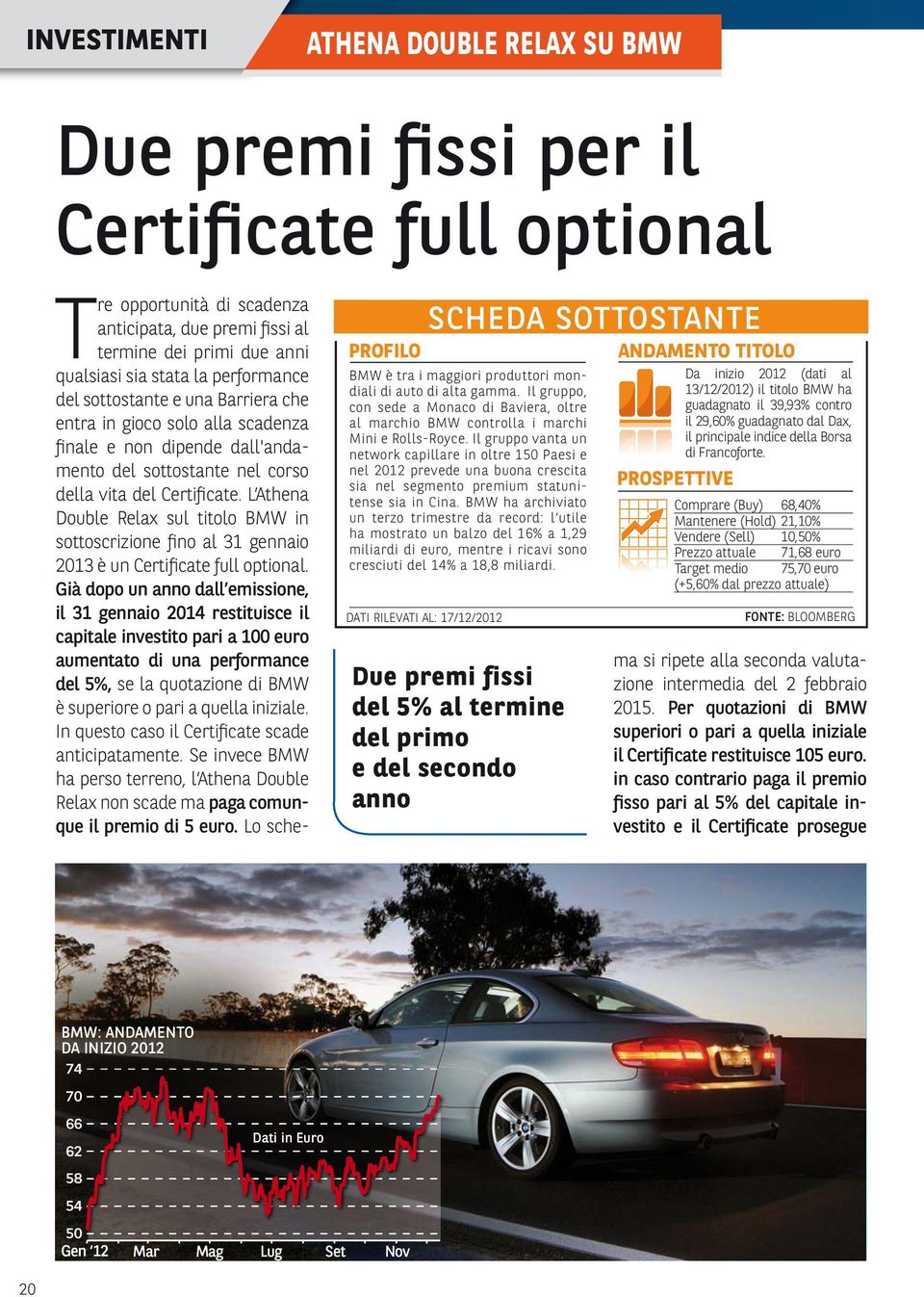 L Athena Double Relax sul titolo BMW in sottoscrizione fino al 31 gennaio 2013 è un Certificate full optional.