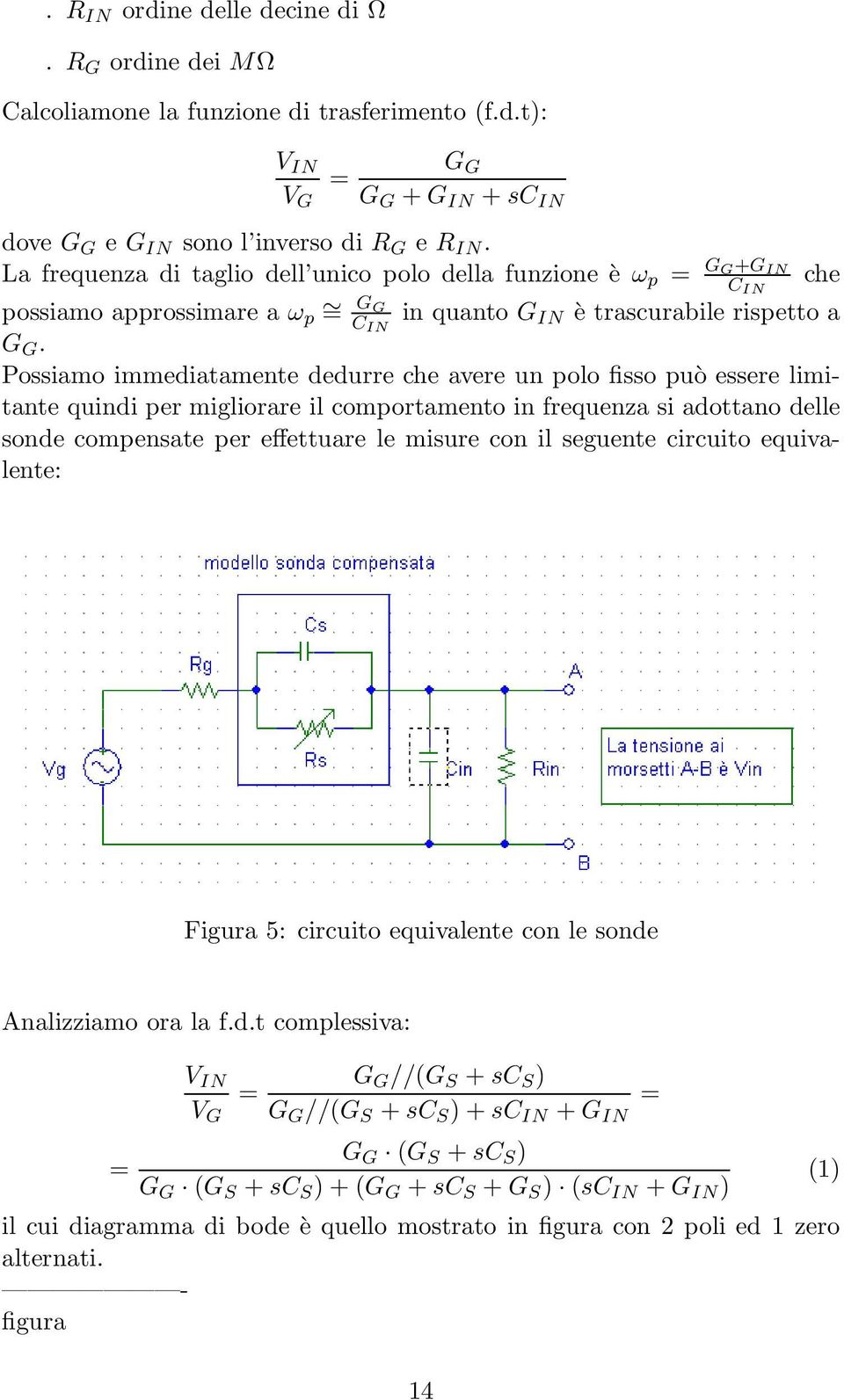 Possiamo immediatamente dedurre che avere un polo fisso può essere limitante quindi per migliorare il comportamento in frequenza si adottano delle sonde compensate per effettuare le misure con il