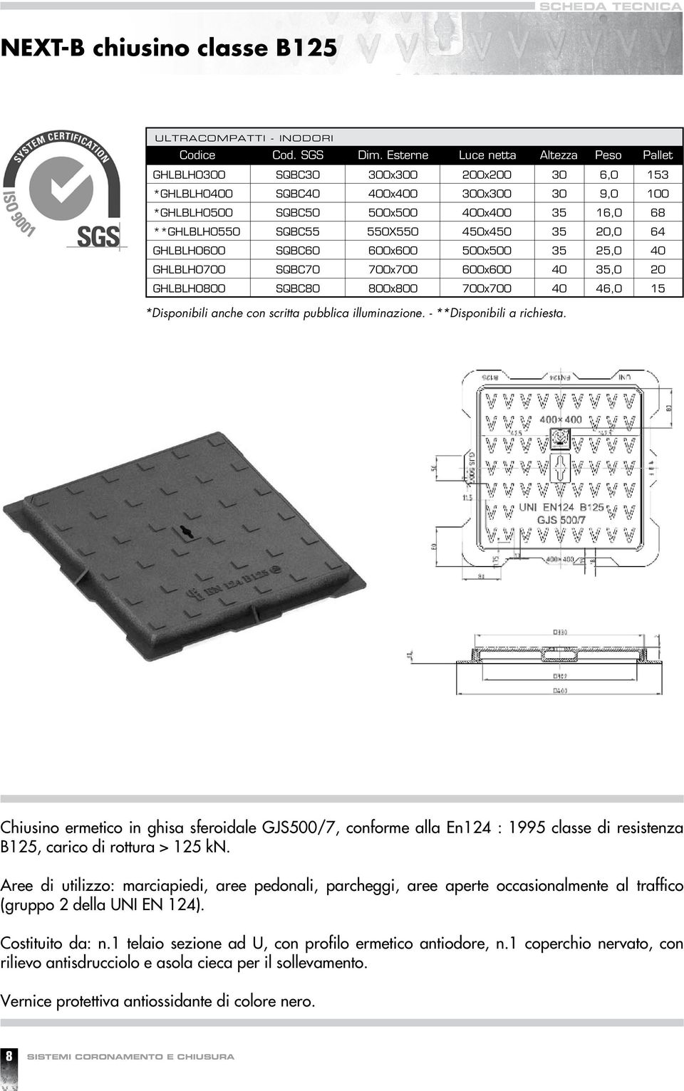 550X550 450x450 35 20,0 64 GHLBLH0600 SQBC60 600x600 500x500 35 25,0 40 GHLBLH0700 SQBC70 700x700 600x600 40 35,0 20 GHLBLH0800 SQBC80 800x800 700x700 40 46,0 15 *Disponibili anche con scritta