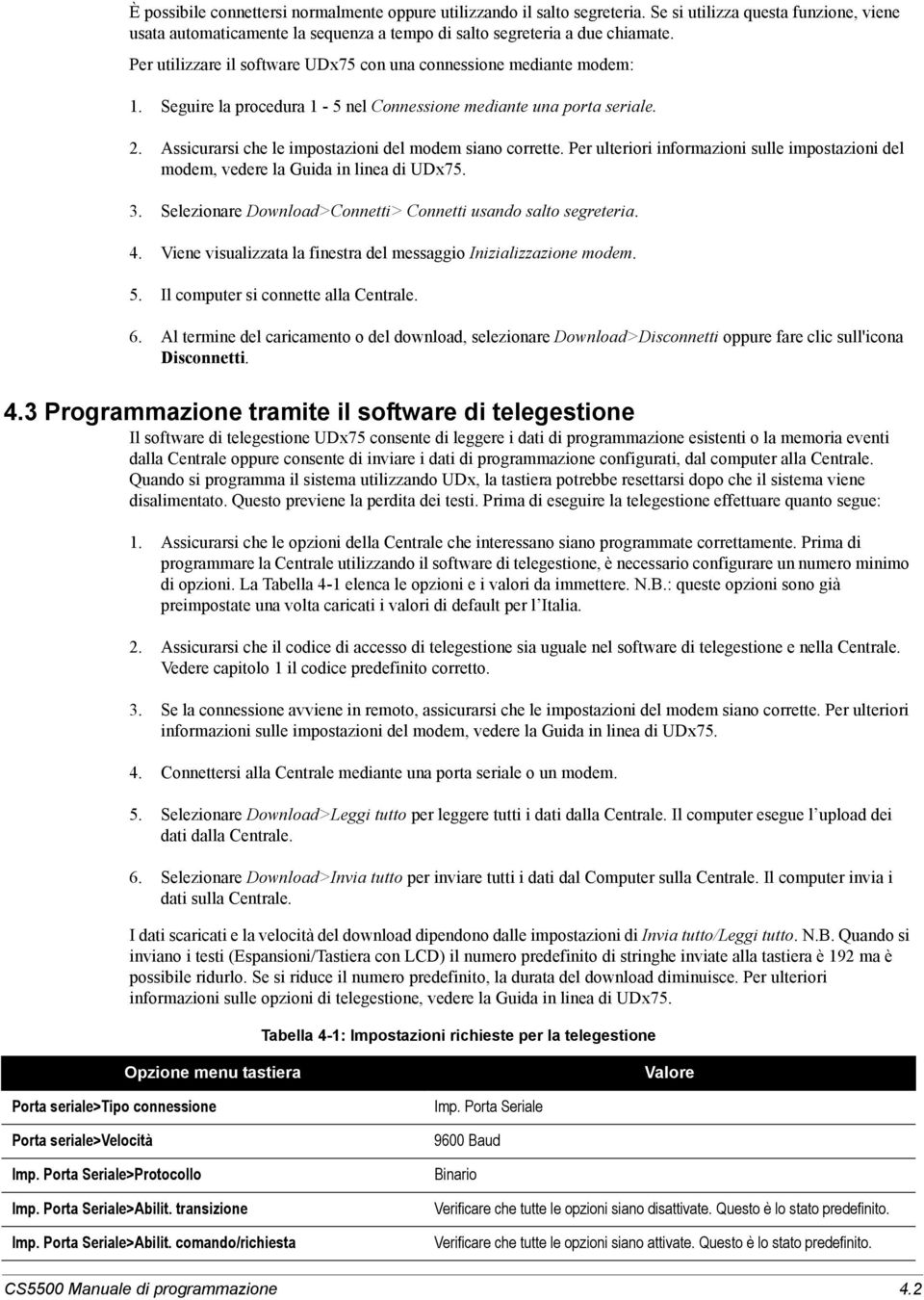 Assicurarsi che le impostazioni del modem siano corrette. Per ulteriori informazioni sulle impostazioni del modem, vedere la Guida in linea di UDx75. 3.