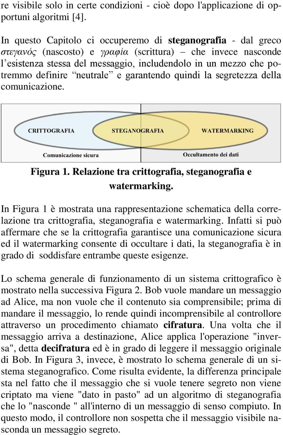 definire neutrale e garantendo quindi la segretezza della comunicazione. Figura 1. Relazione tra crittografia, steganografia e watermarking.