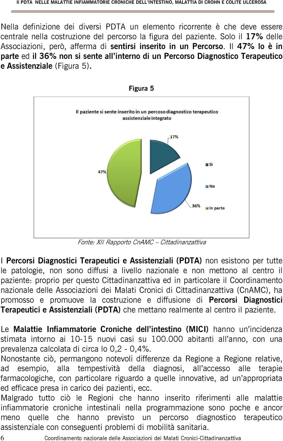 Il 47% lo è in parte ed il 36% non si sente all interno di un Percorso Diagnostico Terapeutico e Assistenziale (Figura 5).