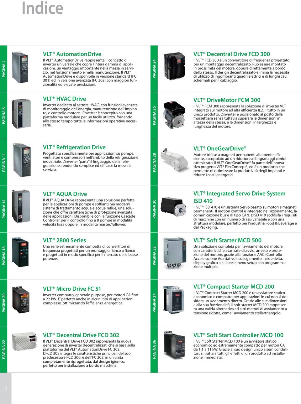 PAGINA 24 VLT Decentral Drive FCD 300 Il VLT FCD 300 è un convertitore di frequenza progettato per un montaggio decentralizzato.