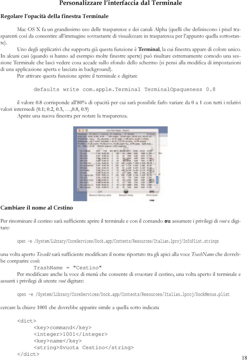 Uno degli applicativi che supporta già questa funzione è Terminal, la cui finestra appare di colore unico.