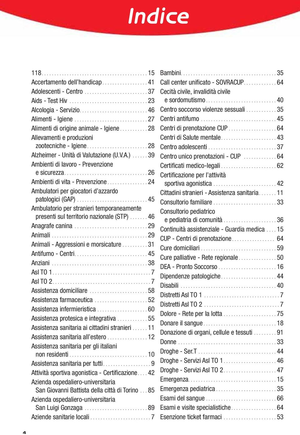 ....................... 28 Alzheimer - Unità di Valutazione (U.V.A.)...... 39 Ambienti di lavoro - Prevenzione e sicurezza................................. 26 Ambienti di vita - Prevenzione.