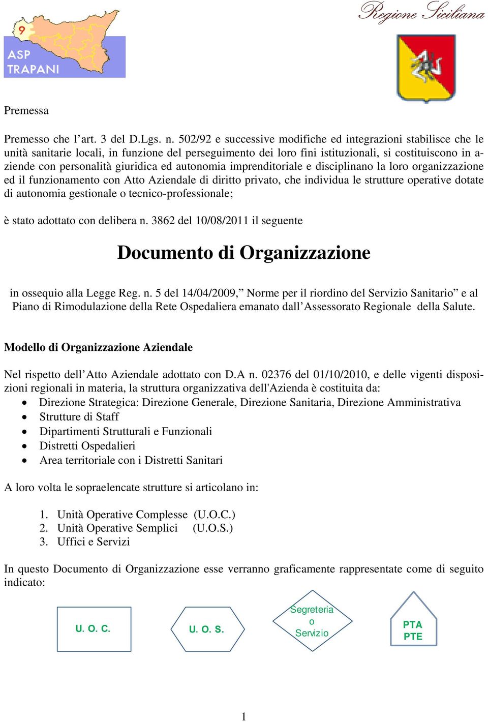 giuridica ed autonomia imprenditoriale e disciplinano la loro organizzazione ed il funzionamento con Atto Aziendale di diritto privato, che individua le strutture operative dotate di autonomia