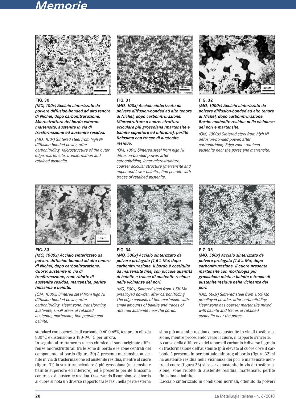 Microstructure of the outer edge: martensite, transformation and retained austenite. FIG.