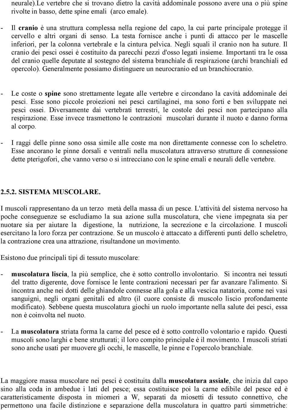 La testa fornisce anche i punti di attacco per le mascelle inferiori, per la colonna vertebrale e la cintura pelvica. Negli squali il cranio non ha suture.