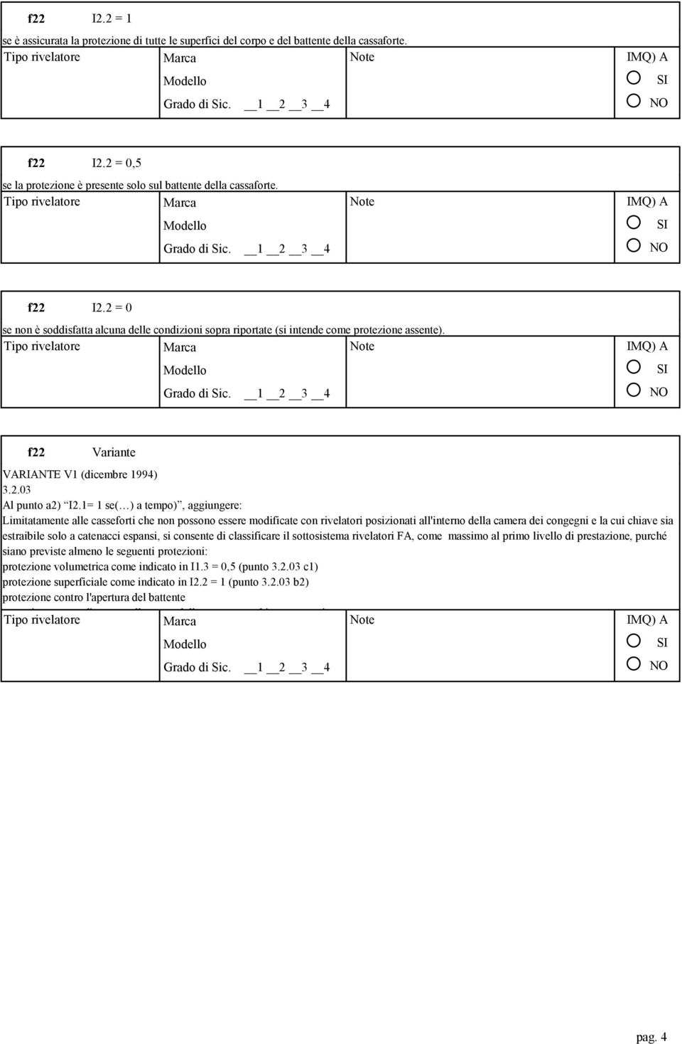 f22 Variante VARIANTE V1 (cembre 1994) 3.2.03 Al punto a2) I2.