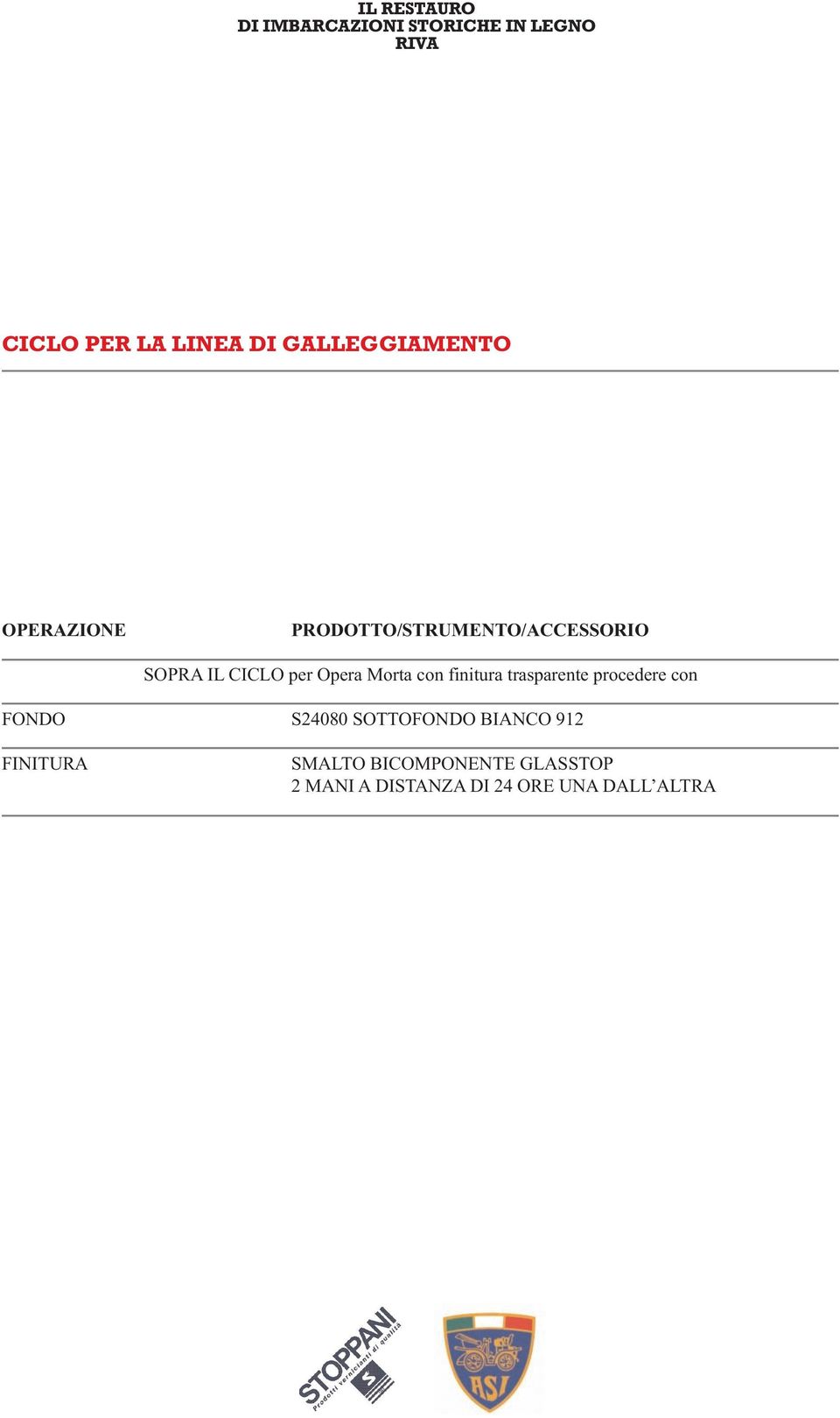 finitura trasparente procedere con FONDO S24080 SOTTOFONDO BIANCO